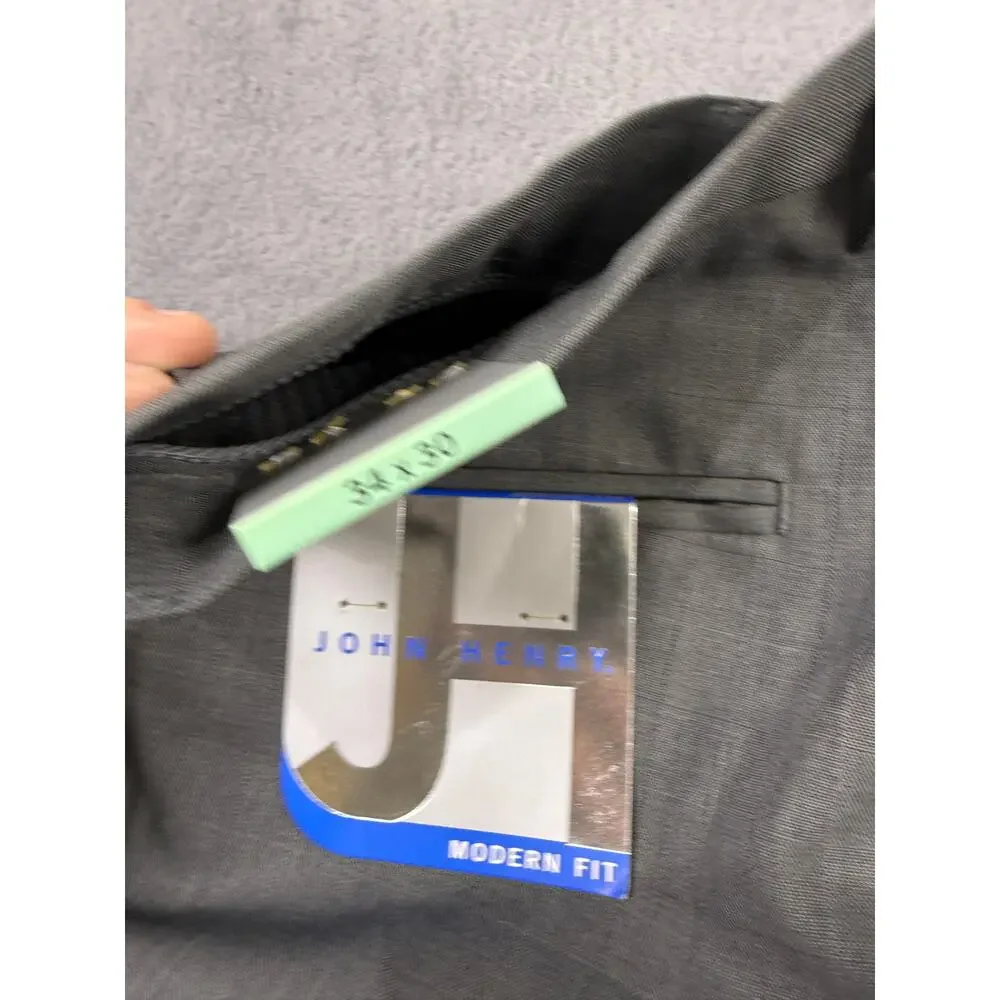 NWT John Henry Modern Fit Dress Pants Slacks Charcoal Gray Size 34x30‎